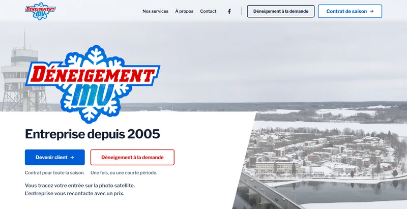 Le site de Déneigement MV, mis en ligne et suivi depuis.